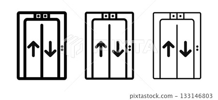 Elevator lift icon featuring an outline stroke with different thickness levels. Vector illustration showing a simple lift symbol for navigation, signage, interface design. Elevator lift icon featuring an outline stroke with different thickness levels. Vector illustration showing a simple lift symbol for navigation, signage, interface design. 133146803