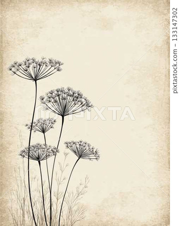 Vintage botanical sketch background for junk journals and scrapbooks abstract art collage sheet 133147302
