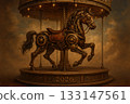 Steampunk Horse on Carousel with Engraved 2026 Steampunk Horse on Carousel with Engraved 2026 133147561