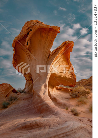 Unique Sandstone Rock Formation in Desert Landscape 133147837