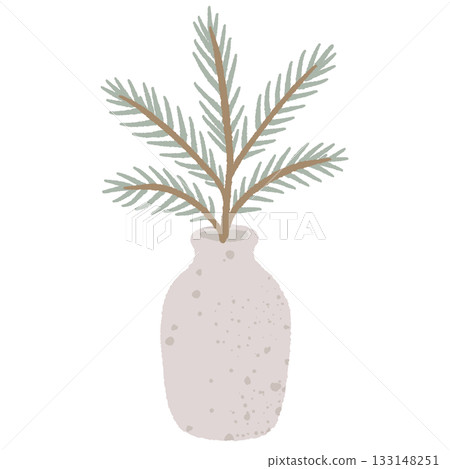 Scandinavian pine branch in ceramic vase cozy winter greenery decor natural hygge minimalist illustration soft neutral Christmas aesthetic Scandinavian pine branch in ceramic vase cozy winter greenery decor natural hygge minimalist illustration soft neutral Christmas aesthetic 133148251