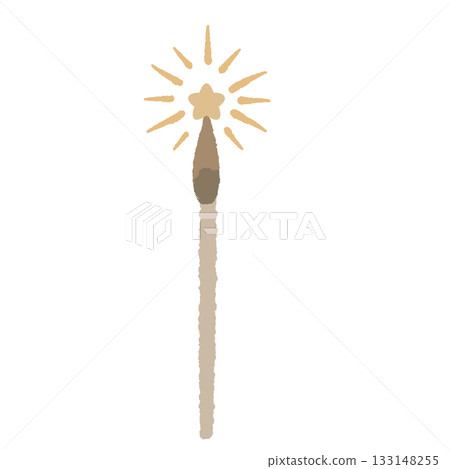 Cute star spark matchstick illustration Scandinavian hygge decor warm festive winter element neutral minimal aesthetic holiday design 133148255