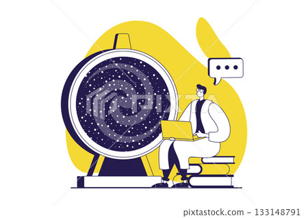 Science laboratory web concept with flat people for website design. Man making scientific physics research, work with quantum energy in large machinery, doing discovery in lab. Vector illustration. Science laboratory web concept with flat people for website design. Man making scientific physics research, work with quantum energy in large machinery, doing discovery in lab. Vector illustration. 133148791