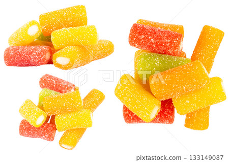 Jelly sprinkled with sugar on a white background 133149087