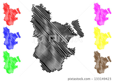 City of Moreton Bay (Commonwealth of Australia, Queensland state) map vector illustration, scribble sketch Moreton Bay Region map 133149423