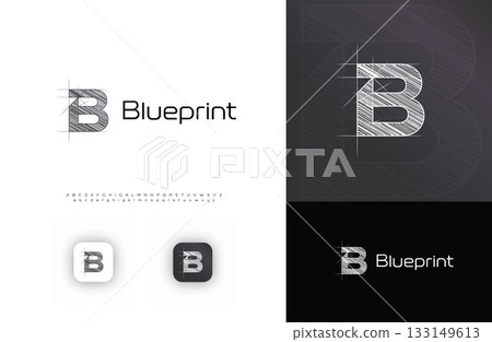 Blueprint Architect Logo, Technical Sketch Architectural LogoType, Grid Letter B. Building Construct Company Monogram, Real Estate, Architect Engineer Branding with Alphabet Font. Vector Illustration Blueprint Architect Logo, Technical Sketch Architectural LogoType, Grid Letter B. Building Construct Company Monogram, Real Estate, Architect Engineer Branding with Alphabet Font. Vector Illustration 133149613