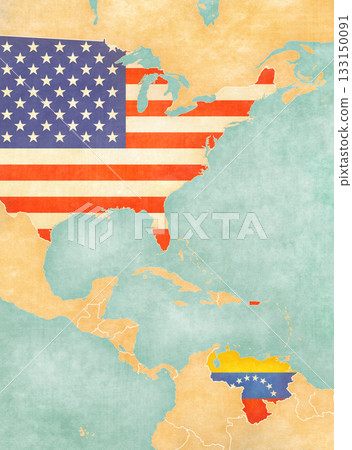 Map of USA and Venezuela 133150091