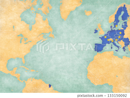 Map of North Atlantic Ocean - European Union 133150092