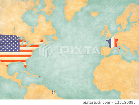 Map of North Atlantic Ocean - USA and France Map of North Atlantic Ocean - USA and France 133150095