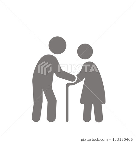 A simple person icon (gray) representing care and support A simple person icon (gray) representing care and support 133150466