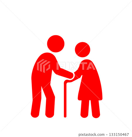 A simple person icon (red) representing care and support 133150467
