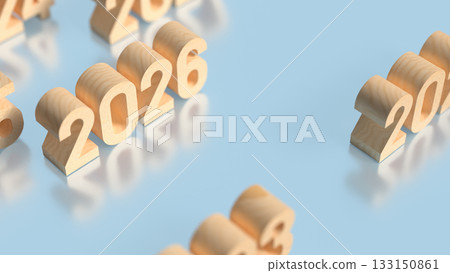 The Wood number 2026 for New year or holiday concept 3d Rendering. The Wood number 2026 for New year or holiday concept 3d Rendering. 133150861