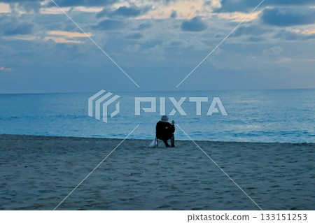 Sunset ocean beach. High quality photo 133151253