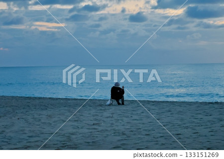 Sunset ocean beach. High quality photo 133151269