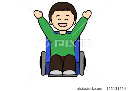 A man in a wheelchair doing a banzai A man in a wheelchair doing a banzai 133151334