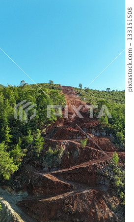 mountain construction drone view coniferous forest 4k mountain construction drone view coniferous forest 4k 133151508