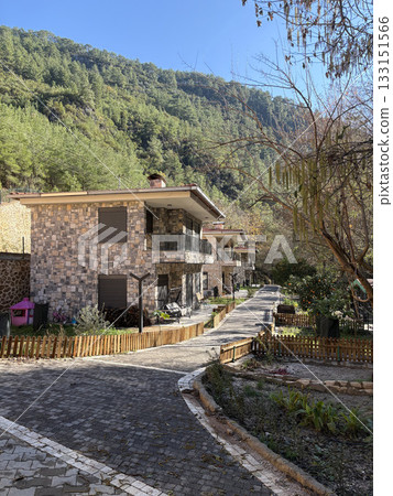 villa houses nature mountains autumn. High quality photo 133151566