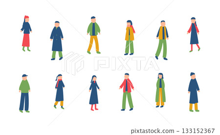 Illustration set of people spending winter 133152367