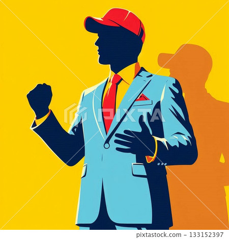 [Political Party] N Party-style illustration of a male politician - NHK reception fee issue/Political party image 133152397