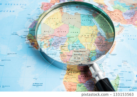 Bangkok, Thailand May 15, 2022 World map paper, closeup view. 133153563