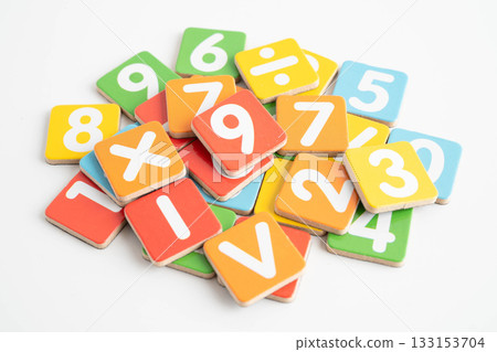 Number wood block cubes for learning Mathematic, education math concept. Number wood block cubes for learning Mathematic, education math concept. 133153704