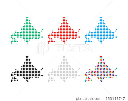 Pixel art map of Hokkaido - Square dot-04 133153747
