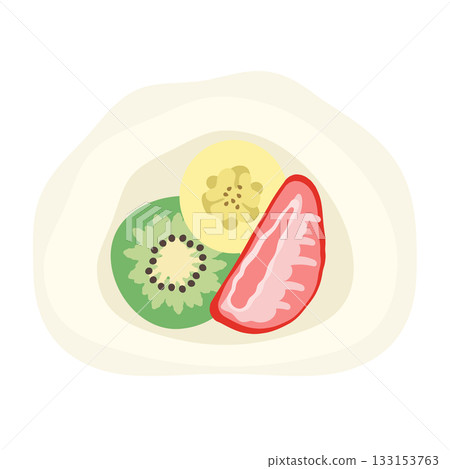 Fruit Daifuku (strawberry, banana, kiwi fruit) illustration Fruit Daifuku (strawberry, banana, kiwi fruit) illustration 133153763