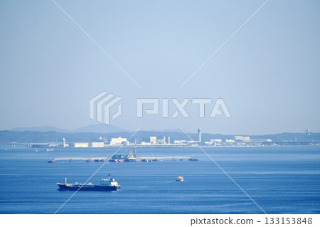 A sea berth floating in Ise Bay and a distant view of Chubu Centrair International Airport 133153848