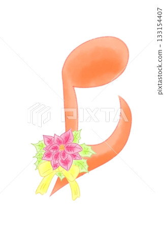 Musical note with poinsettia 133154407