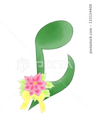 Musical note with poinsettia 133154409