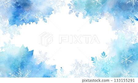 冬季橫幅背景框，水彩雪花圖案 133155291