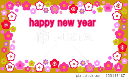 新年快樂 新年快樂 框架 白色空間 梅花 新年快樂 新年快樂 框架 白色空間 梅花 133155487