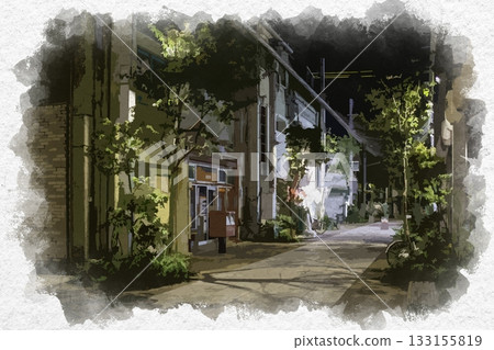 福山本通商店街夜景水彩畫，福山船町郵局，廣島縣福山市 133155819