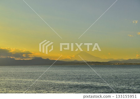 Enoshima Sunset view of Mt. Fuji from Enoshima Benten Bridge 133155951