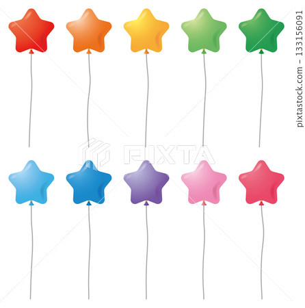 Set of vector illustrations of star shaped balloon icons of various shapes 133156091