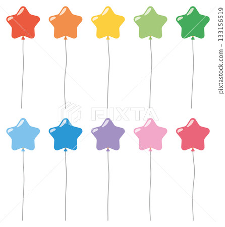 一組各種形狀的星形氣球圖示向量插圖 133156519