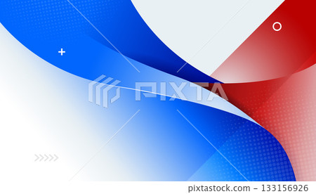 Modern blue and red abstract corporate background with smooth layered waves 133156926