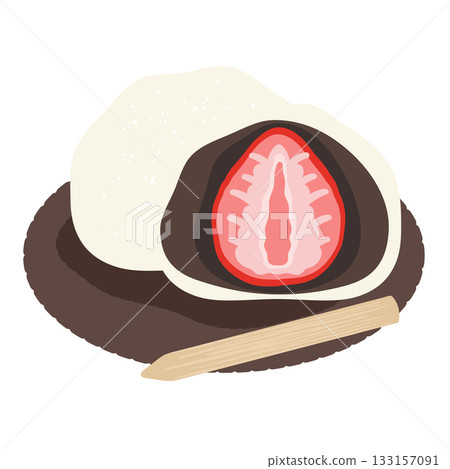 Strawberry Daifuku and candy toothpicks illustration Strawberry Daifuku and candy toothpicks illustration 133157091