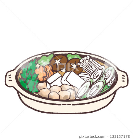 Illustration of a steaming hotpot Illustration of a steaming hotpot 133157178