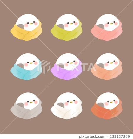 一群戴著圍巾的長尾山雀 133157269