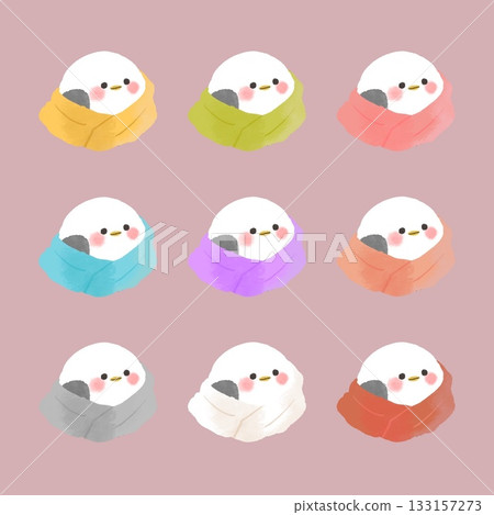 一群戴著圍巾的長尾山雀 133157273