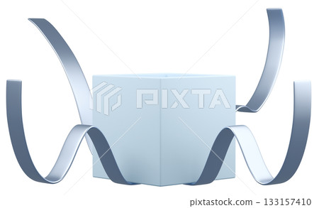 3D illustration_present_light blue 3D illustration_present_light blue 133157410