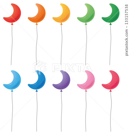 Set of vector illustrations of moon-shaped balloon icons in various shapes 133157538
