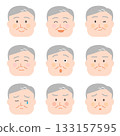 Senior man's facial expression set 133157595