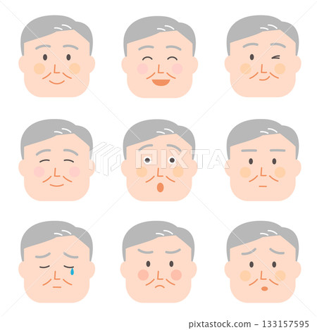老人的面部表情集 老人的面部表情集 133157595