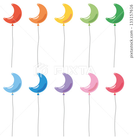 一組各種形狀的月牙形氣球圖示向量插圖 133157616