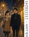 聖誕夜，一對情侶手牽手散步 133158245