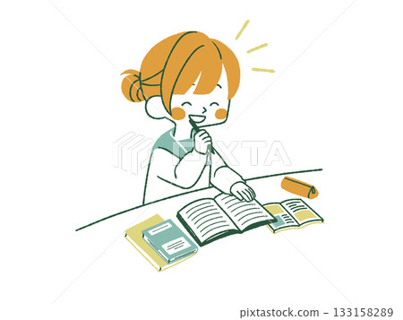 努力學習的女學生 - 4 種顏色 133158289