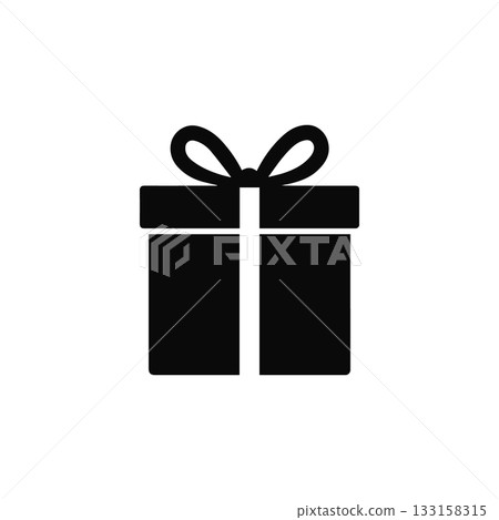 gift box silhouette present with ribbon isolated on white background gift box silhouette present with ribbon isolated on white background 133158315