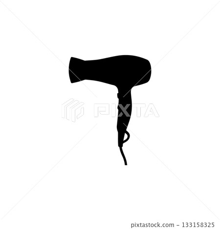 hair dryer silhouette beauty tool salon styling equipment isolated on white background 133158325